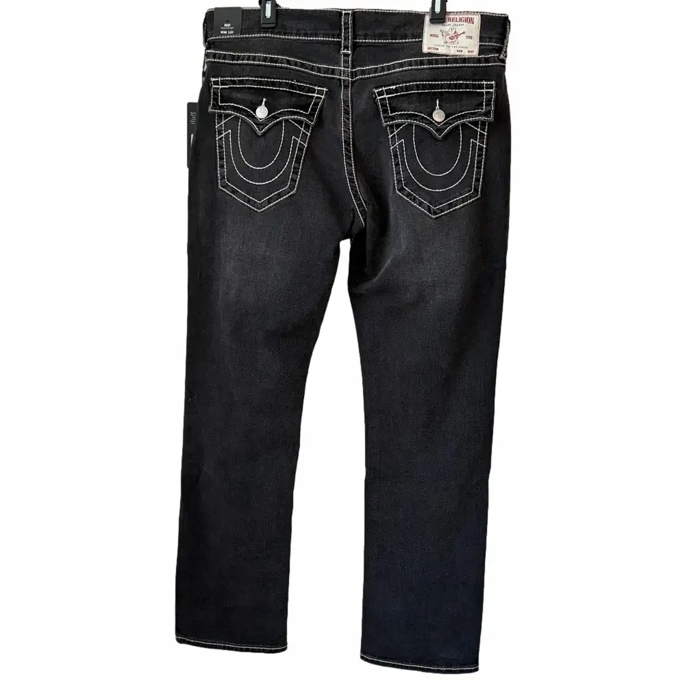 NWT Men's True Religion Grey Smoky Mist Jeans - Ricky, Relaxed Straight, W36 L34